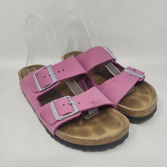 Birkenstock Shoes - Birkenstock Arizona Sandals EU39 US8.5 Pink Nubuck Slides Slip On Comfort Cozy